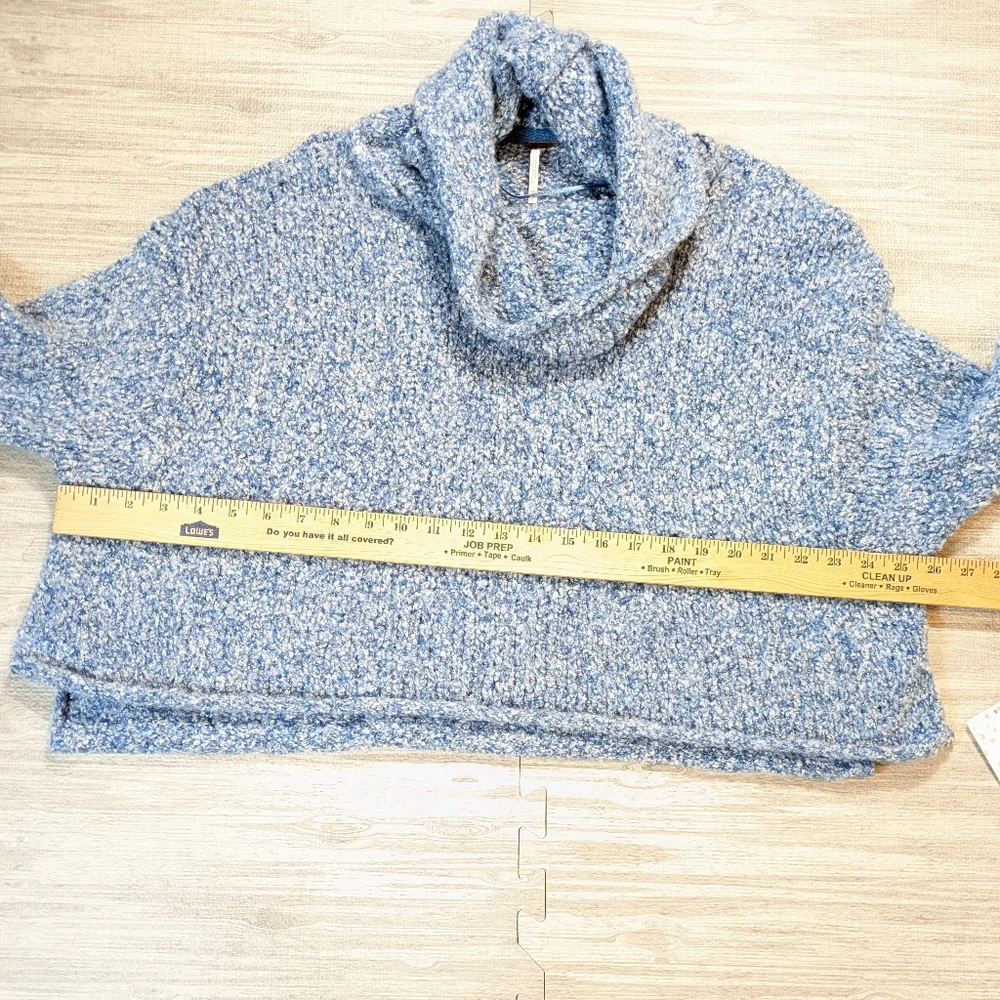 New Free People BFF Blue / White Cowl Neck Sweater‎ Winter Soft Cozy Sz XS